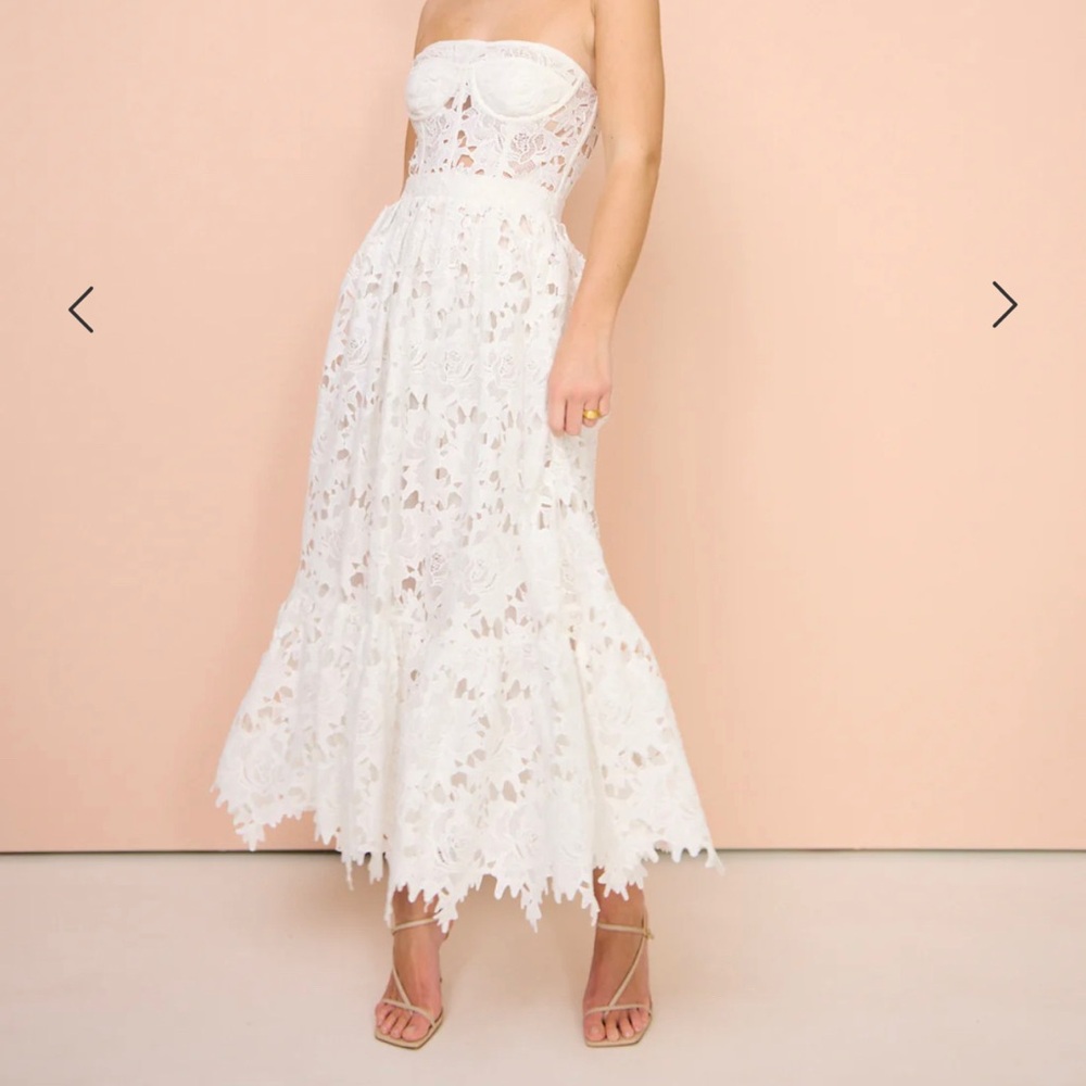 Lace Bustier Midi Dress- bridal dress